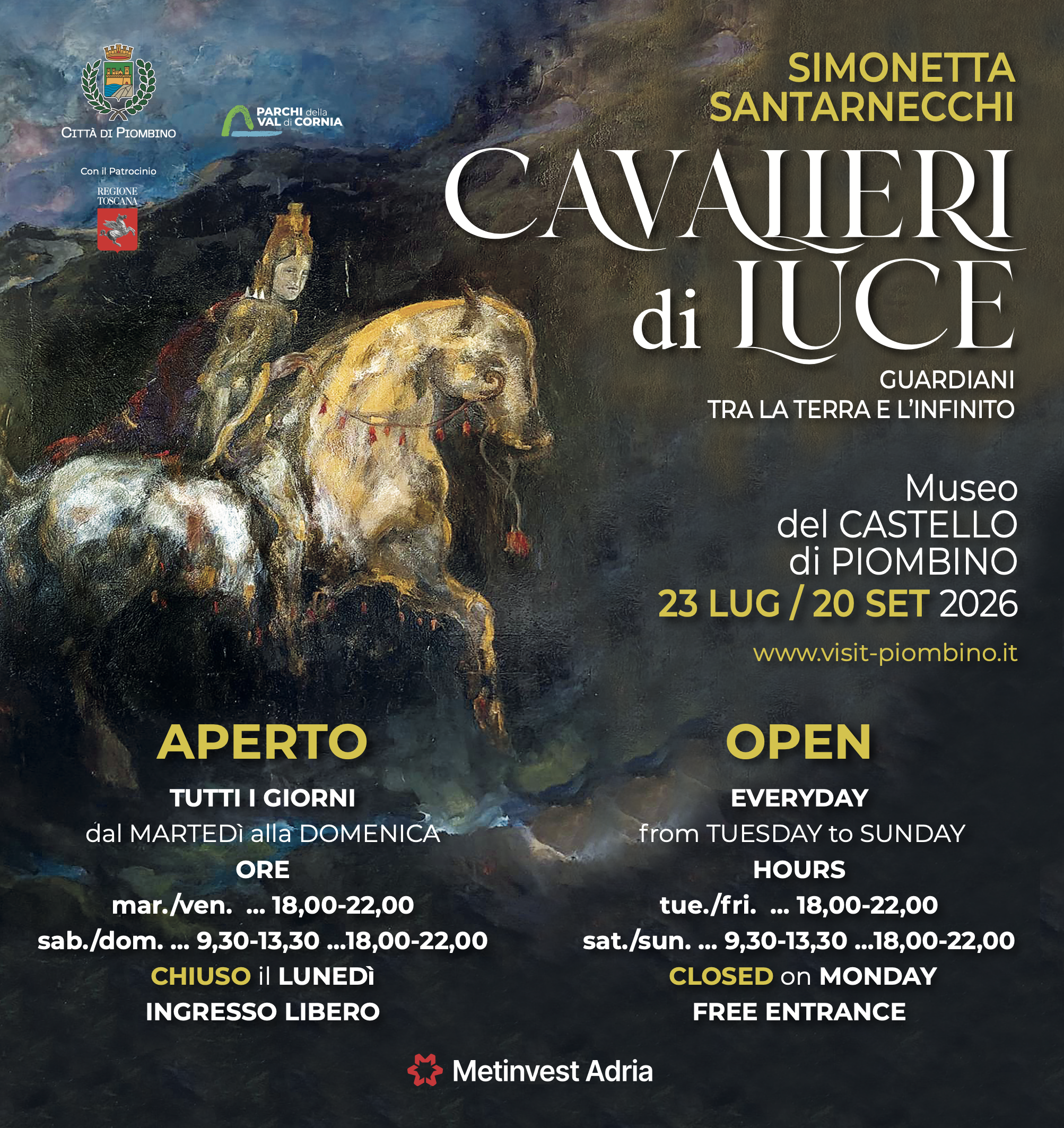 Al Castello di Piombino l\'estate dell\'arte contemporanea si apre con Cavalieri di Luce: dal 23 luglio la grande mostra personale di Simonetta Santarnecchi